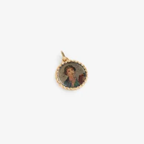 14Kt Gold Sappho Poet Relief Pendant