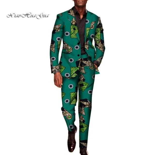 2 Pieces Set for Men Traditional Africa Clothing Pants Suits Men Party Long Sleeve Blazer Suits Plus Size African Outfits WYN602