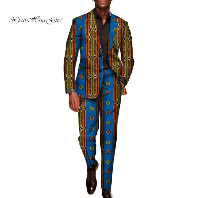 2 Pieces Set for Men Traditional Africa Clothing Pants Suits Men Party Long Sleeve Blazer Suits Plus Size African Outfits WYN602