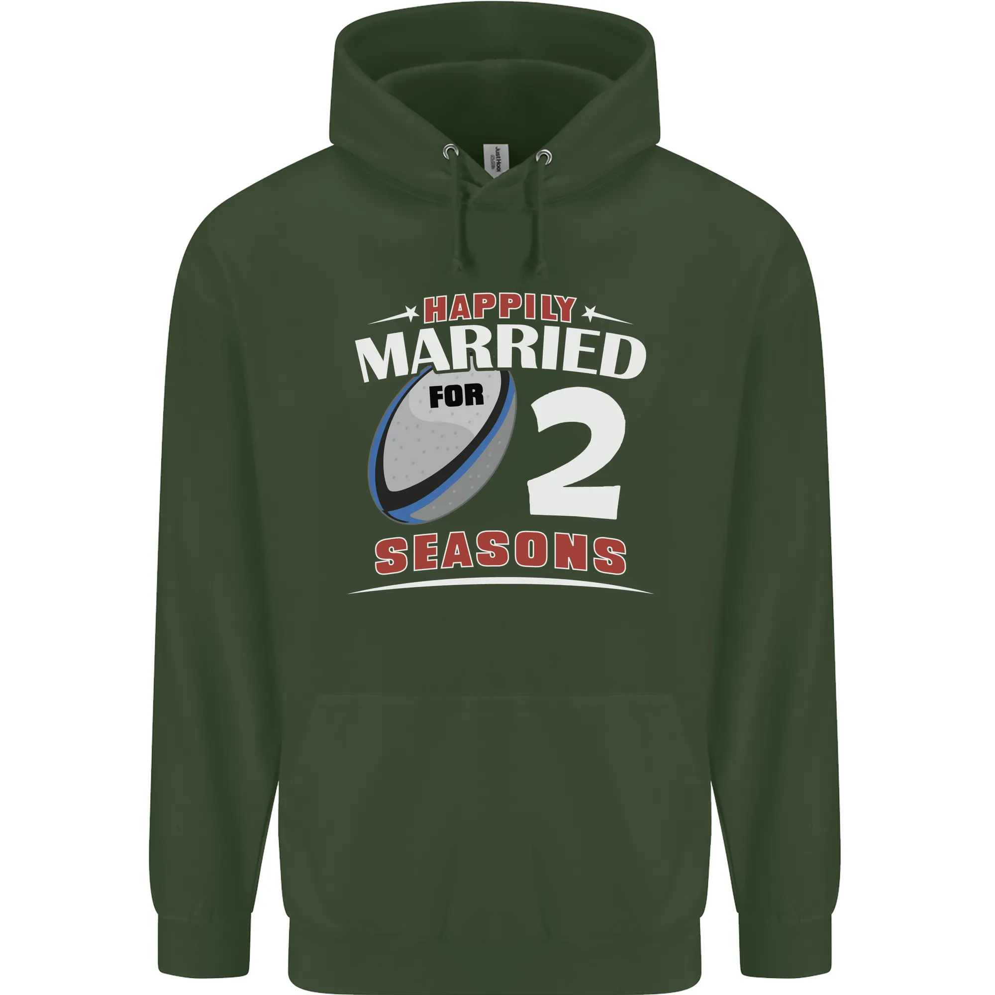 2 Year Wedding Anniversary 2nd Rugby Mens 80% Cotton Hoodie