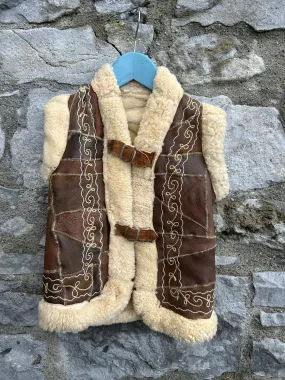 80s brown patchwork sheepskin gilet  4-5y (104-110cm)