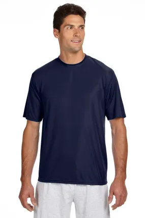 A4 Mens Performance Moisture Wicking Short Sleeve Crewneck T-Shirt - Navy Blue