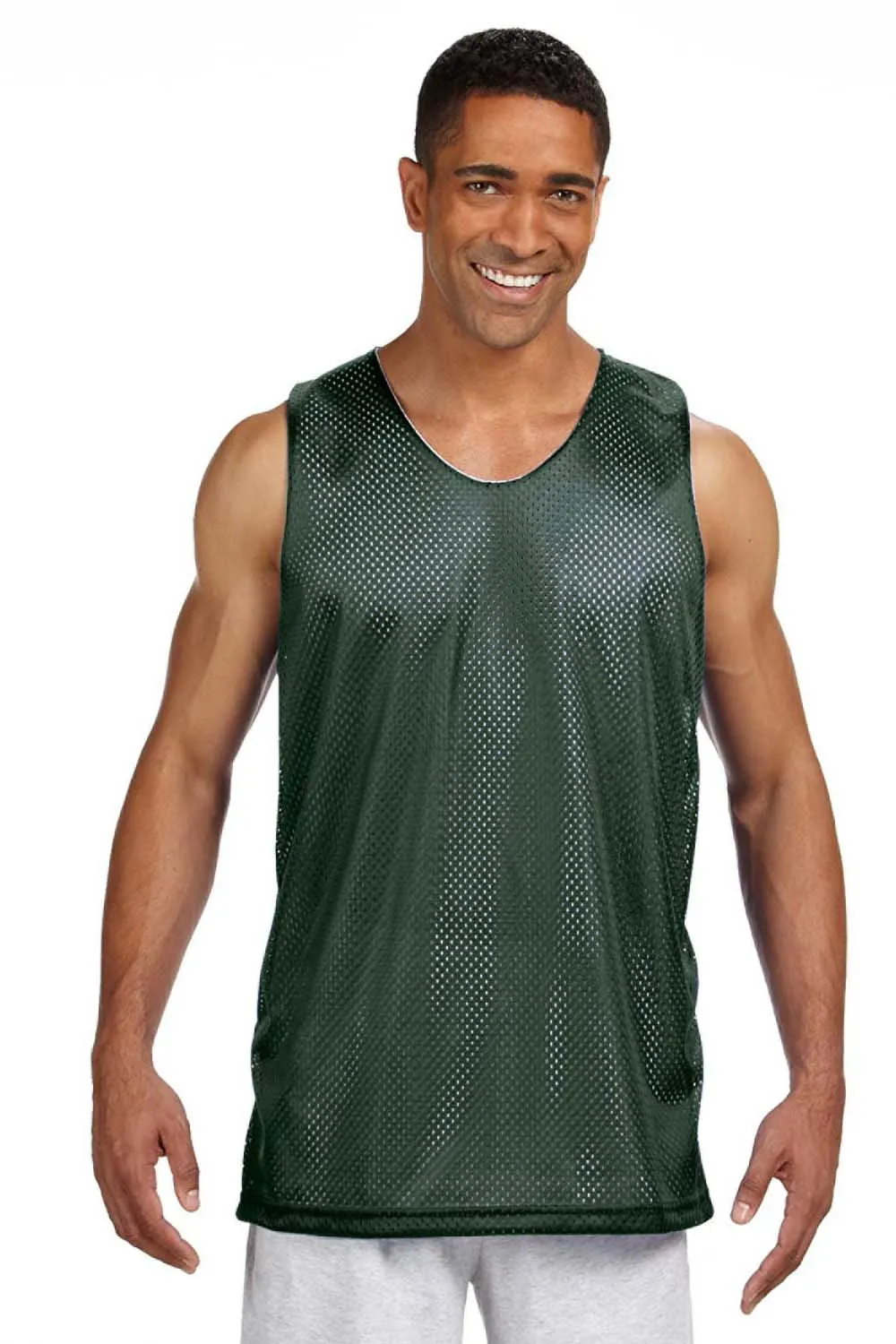 A4 Mens Reversible Mesh Moisture Wicking Tank Top - Forest Green