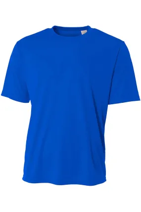 A4 Mens Sprint Performance Moisture Wicking Short Sleeve Crewneck T-Shirt - Royal Blue