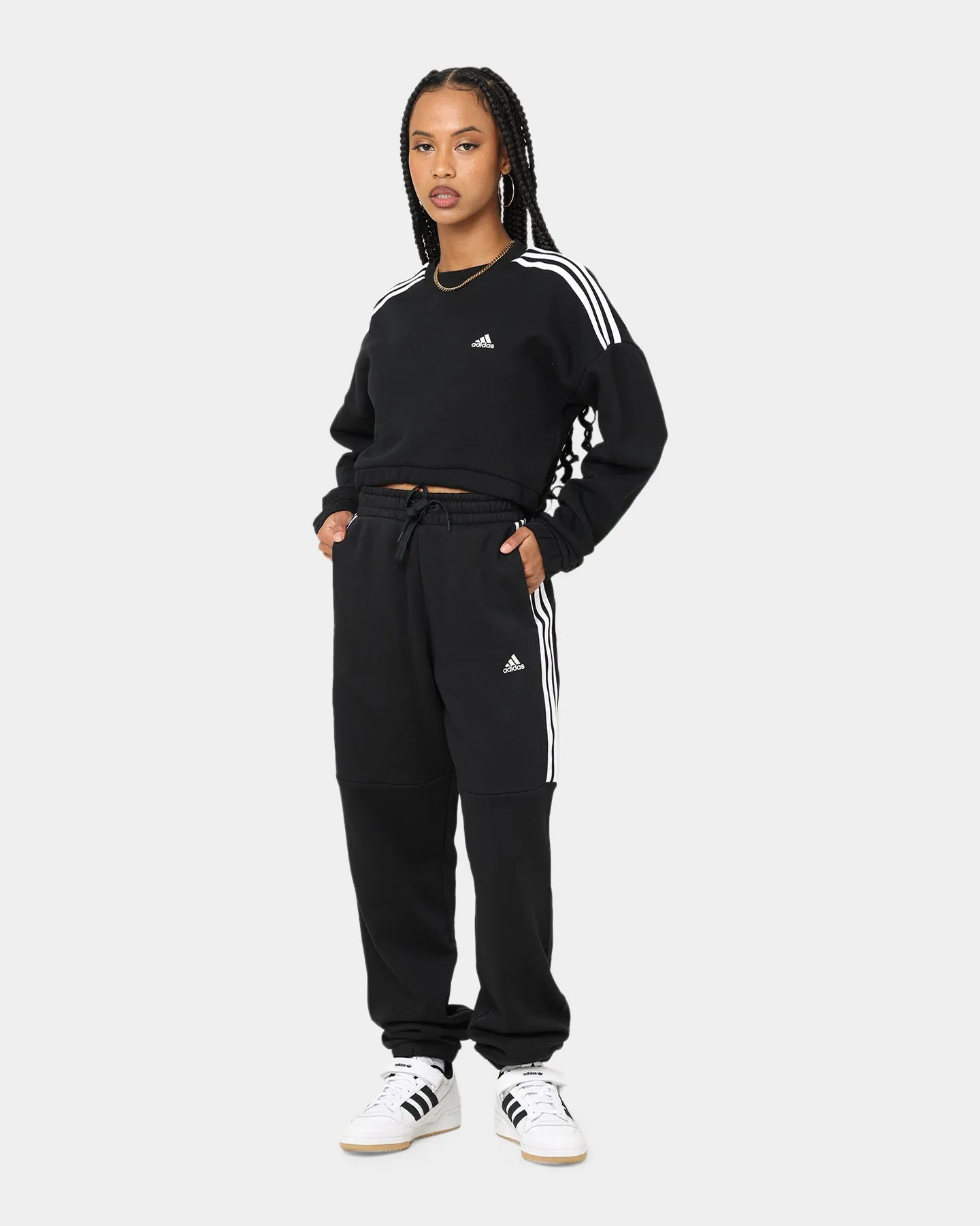 Adidas Women's Hyperglam Crop Sweat Shirt Black