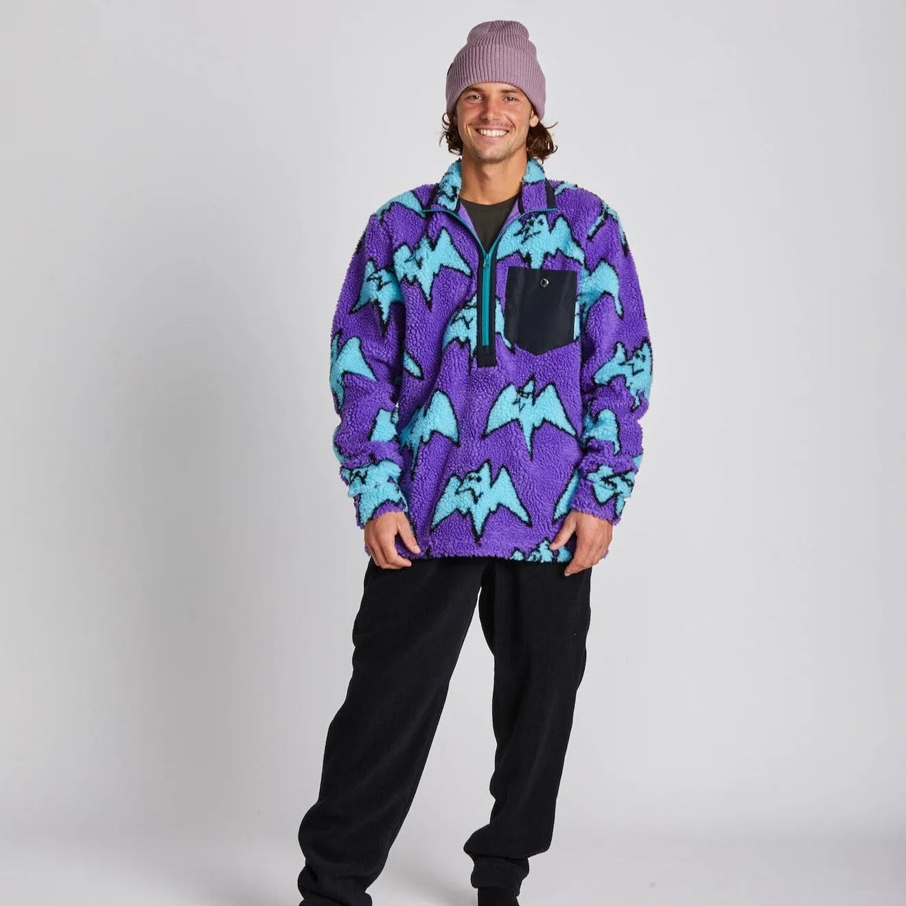 Airblaster Sherpa Half Zip Fleece - Big Terry Purps