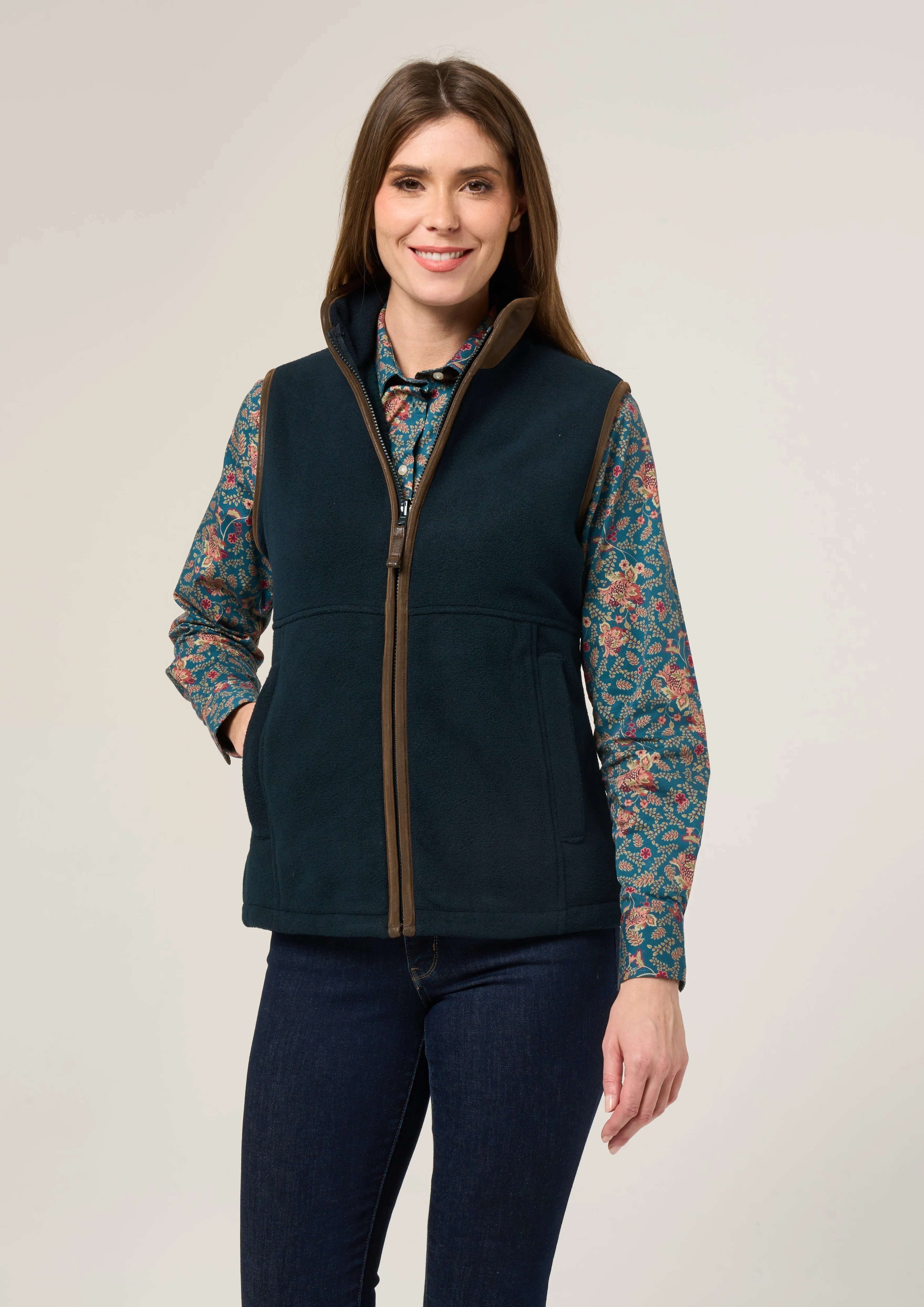 Aylsham Ladies Fleece Gilet In Dark Navy - Regular Fit