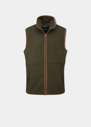 Aylsham Men's Fleece Gilet In Green Herringbone - Regular Fit