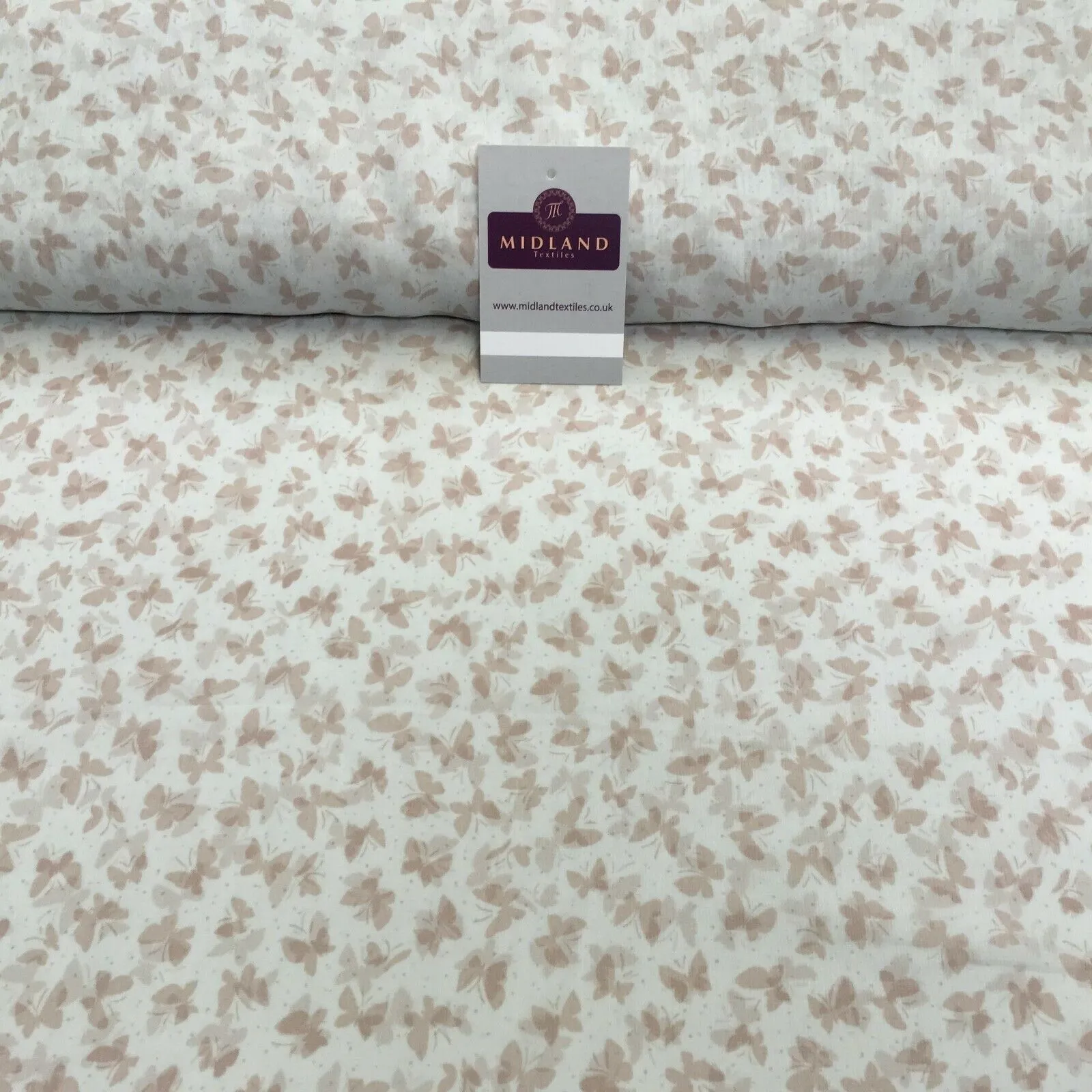 Azure Beige Small Butterfly printed Chiffon Fabric 150 cm MK1084-7