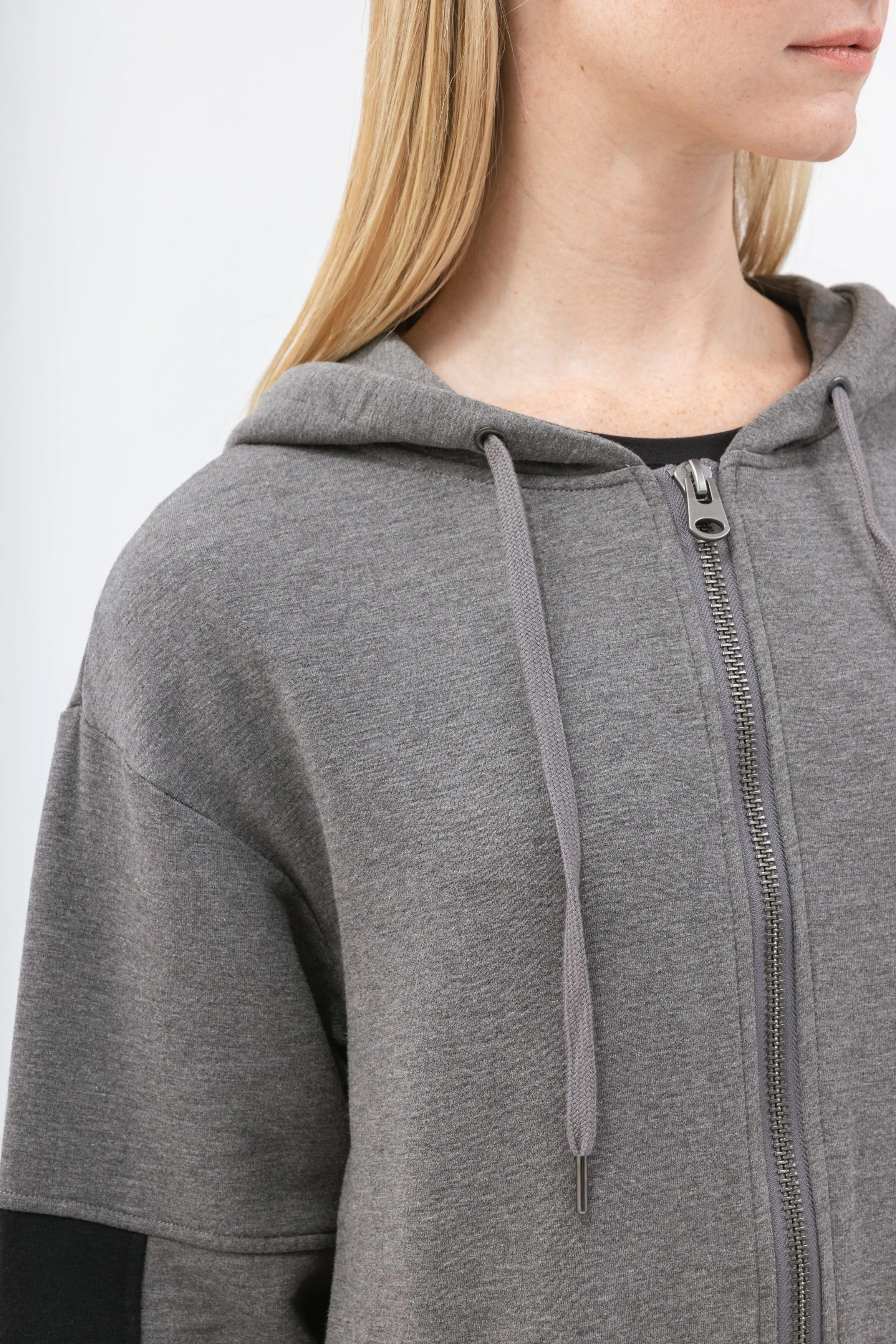 Bamboo Brushed-Back Sweat Long Length Zip-Up Hoodie