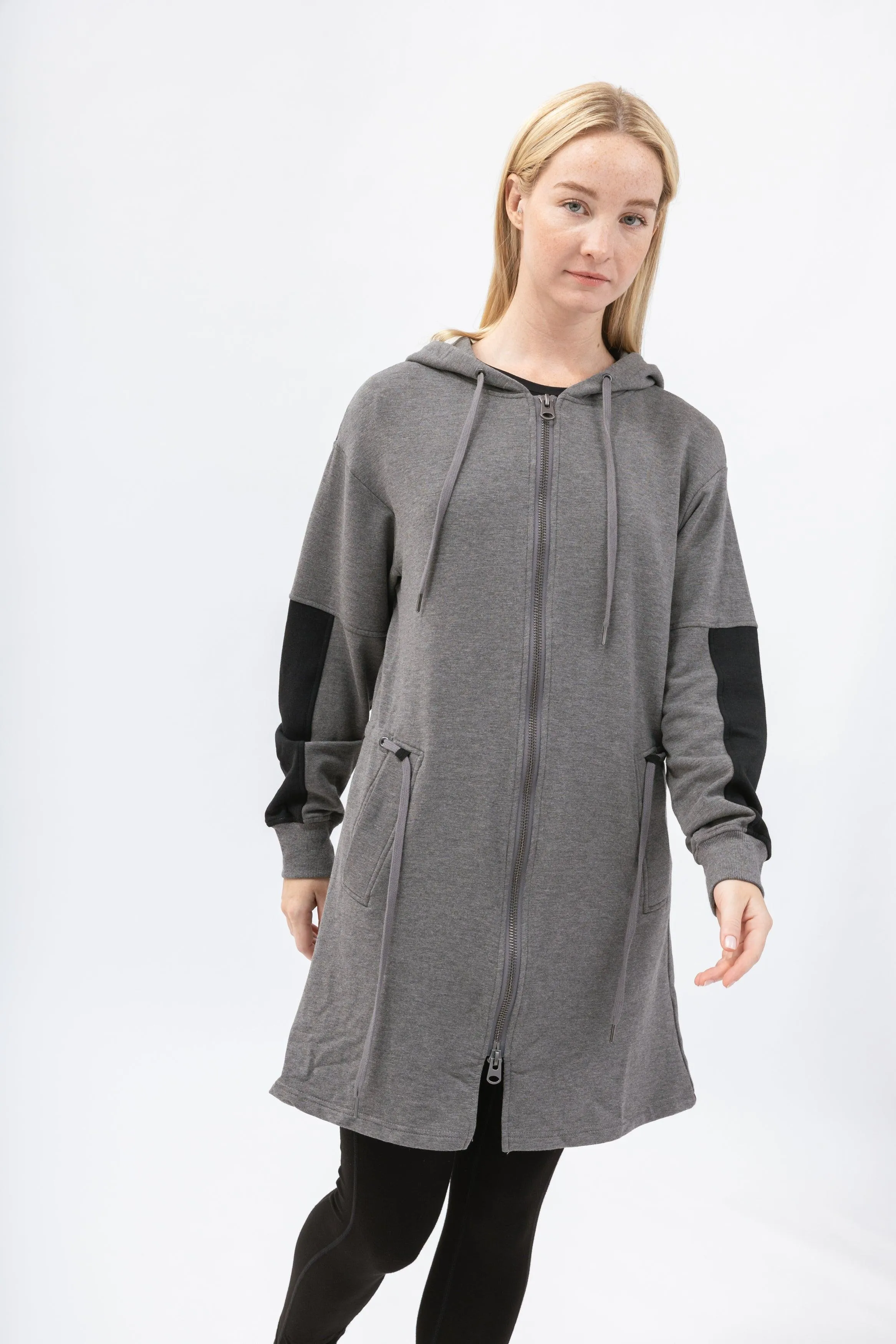 Bamboo Brushed-Back Sweat Long Length Zip-Up Hoodie