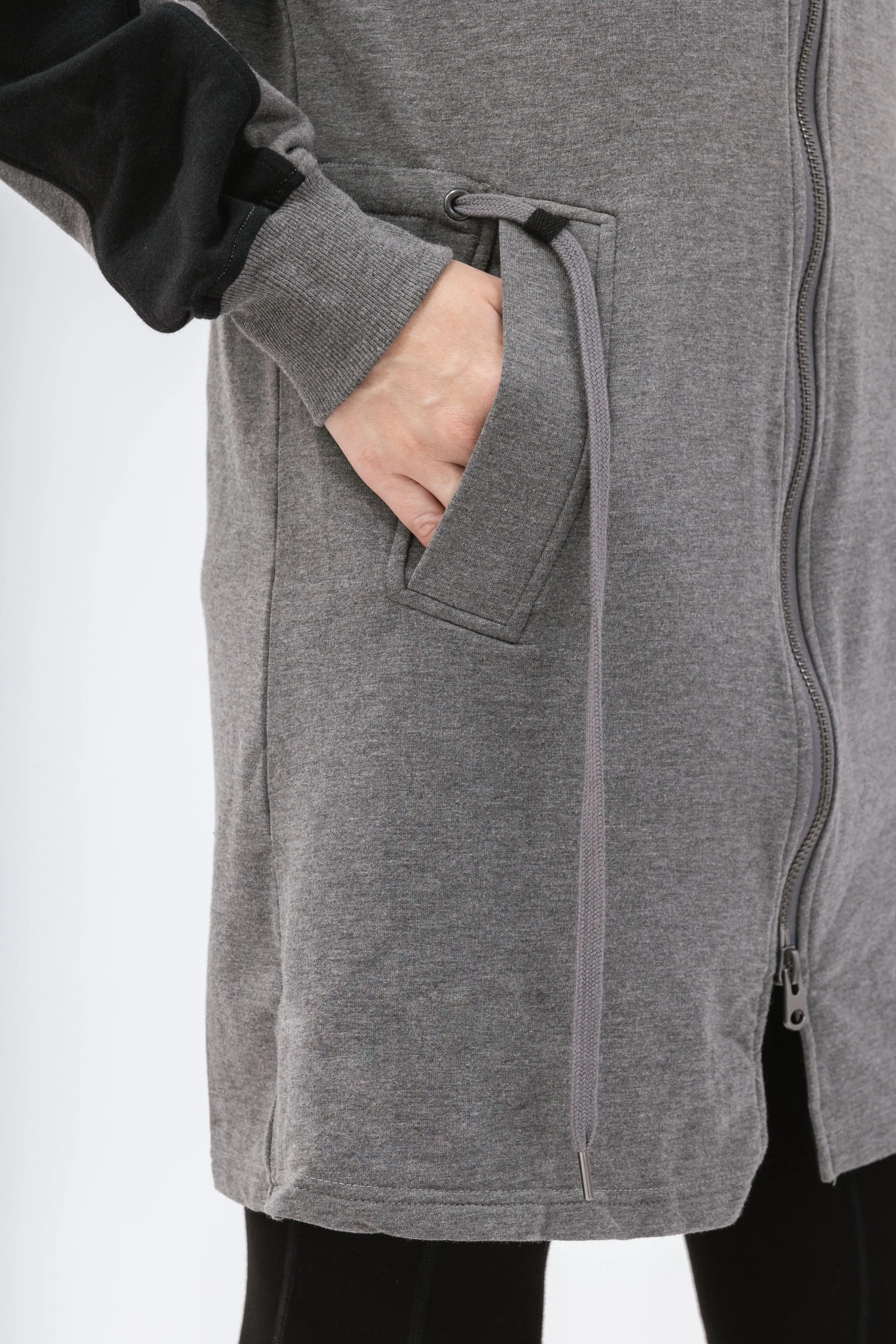 Bamboo Brushed-Back Sweat Long Length Zip-Up Hoodie