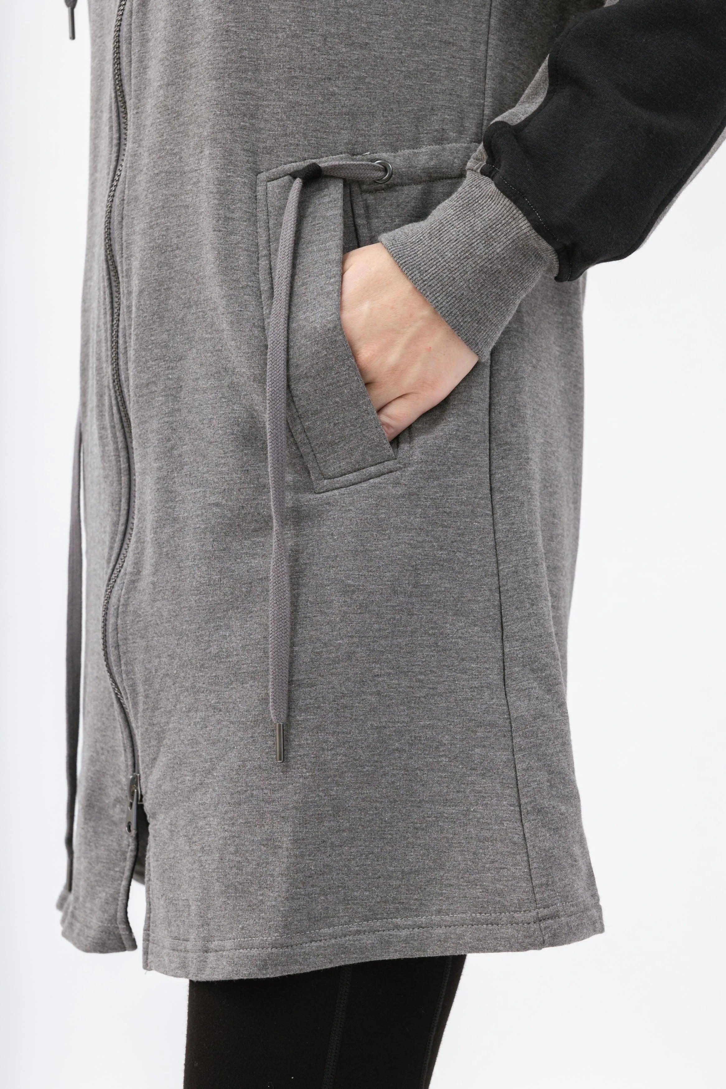 Bamboo Brushed-Back Sweat Long Length Zip-Up Hoodie