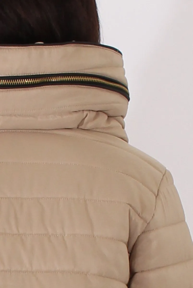 Beige Padded Coat - Zara