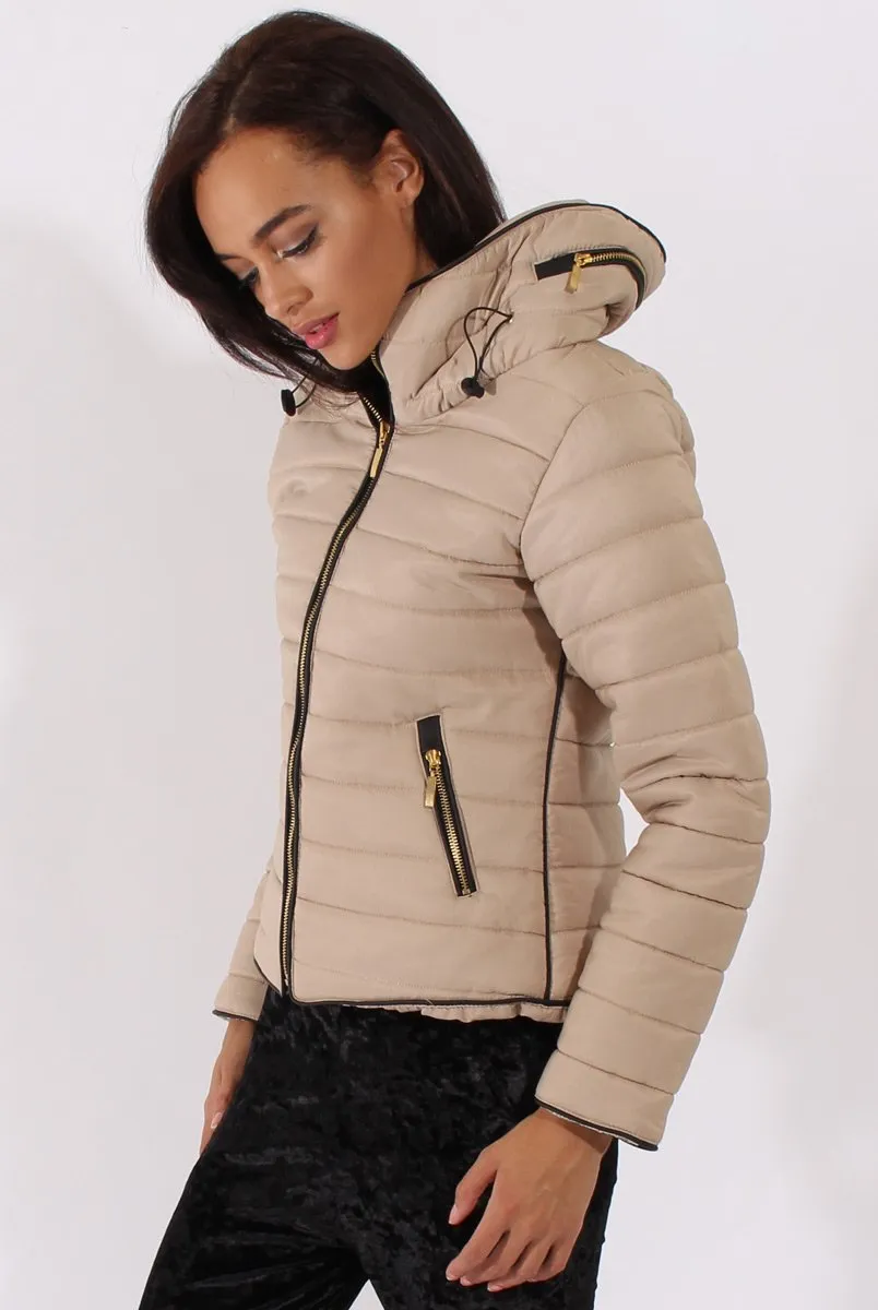 Beige Padded Coat - Zara