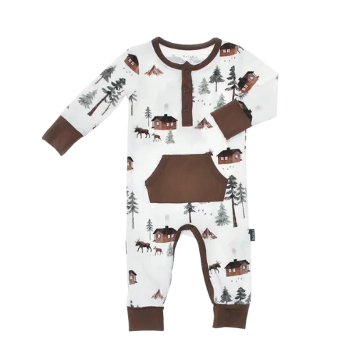 BELAN J Long Sleeves Pocket Romper  6-12m - Moose