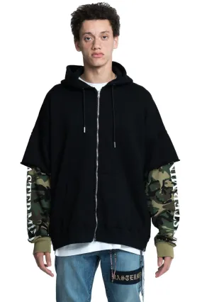 Black and Camo Double Layered Hoodie