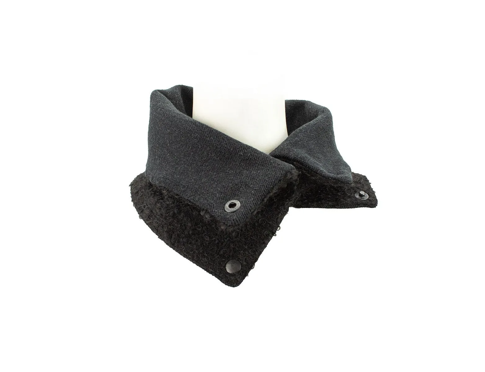 Black Wool Boucle Scarflette Cowl