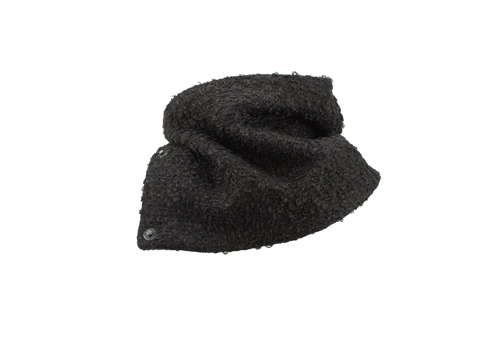 Black Wool Boucle Scarflette Cowl