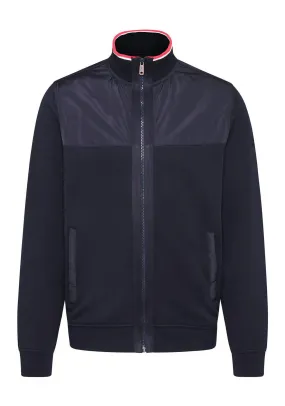 Bugatti Flexcity Full Zip Jersey Contrast Bomber Jacket, Navy