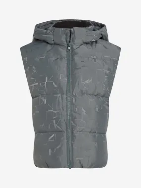 Calvin Klein Boys City Grid Jacquard Gilet in Grey