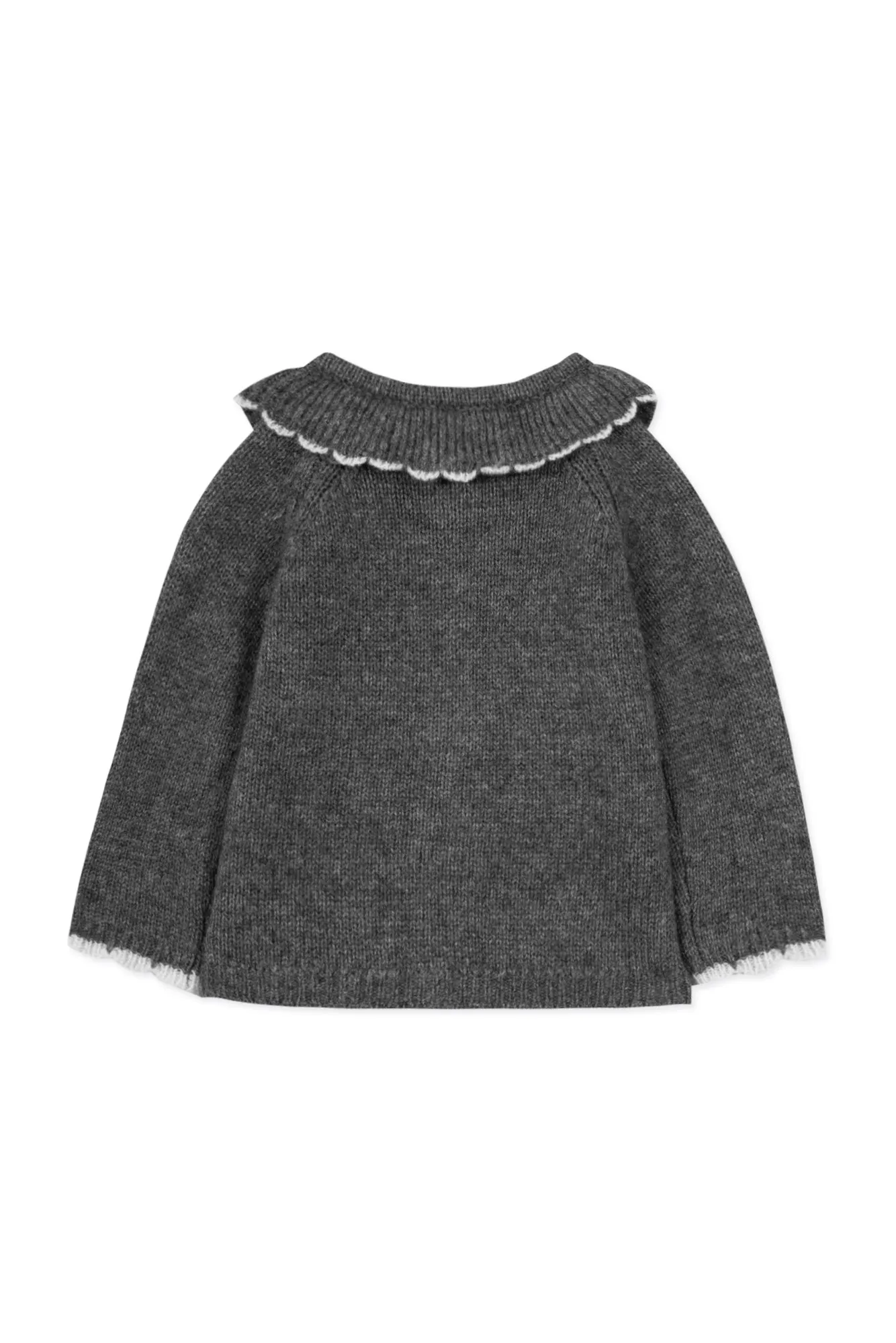 Cardigan - Gris chiné col volanté