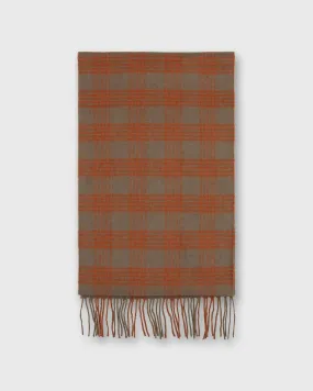 Cashmere Scarf in Mink/Orange Plaid