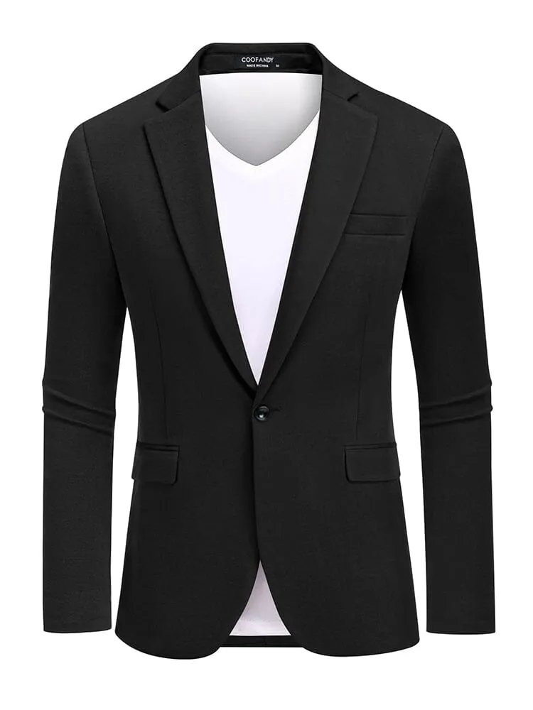 Casual One Button Knit Suit Jacket (US Only)