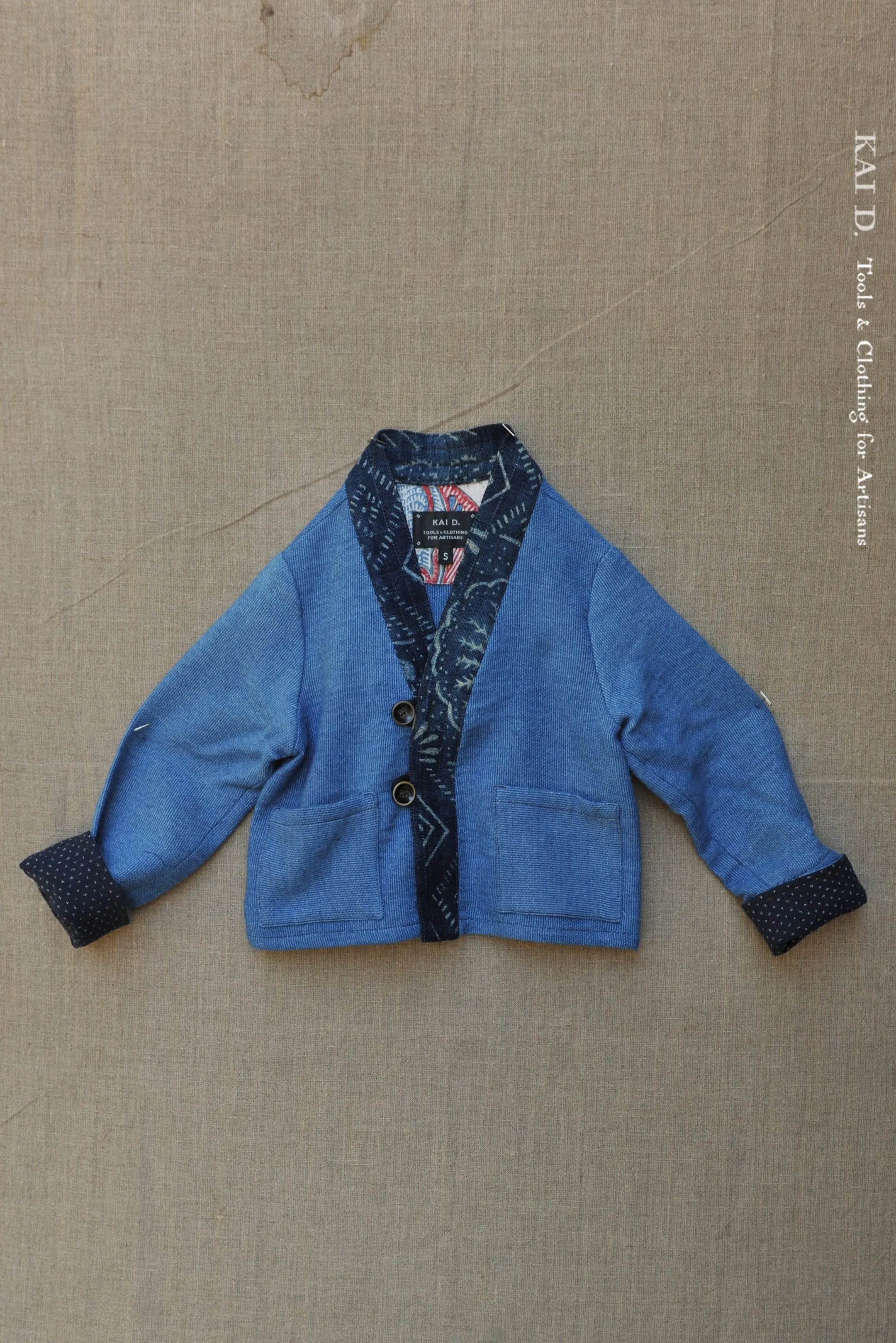 Children's Kimono Jacket - Faded Indigo Canvas - S, M