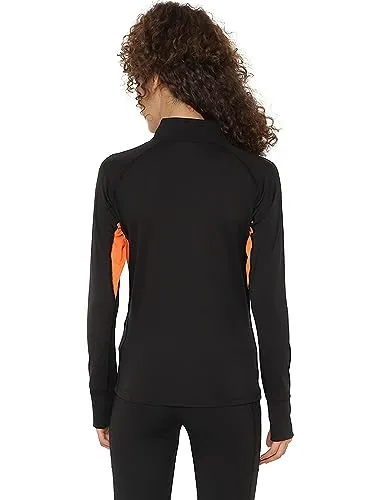 CHKOKKO Women Sports Zipper Stylish Jacket BlackOrange XL