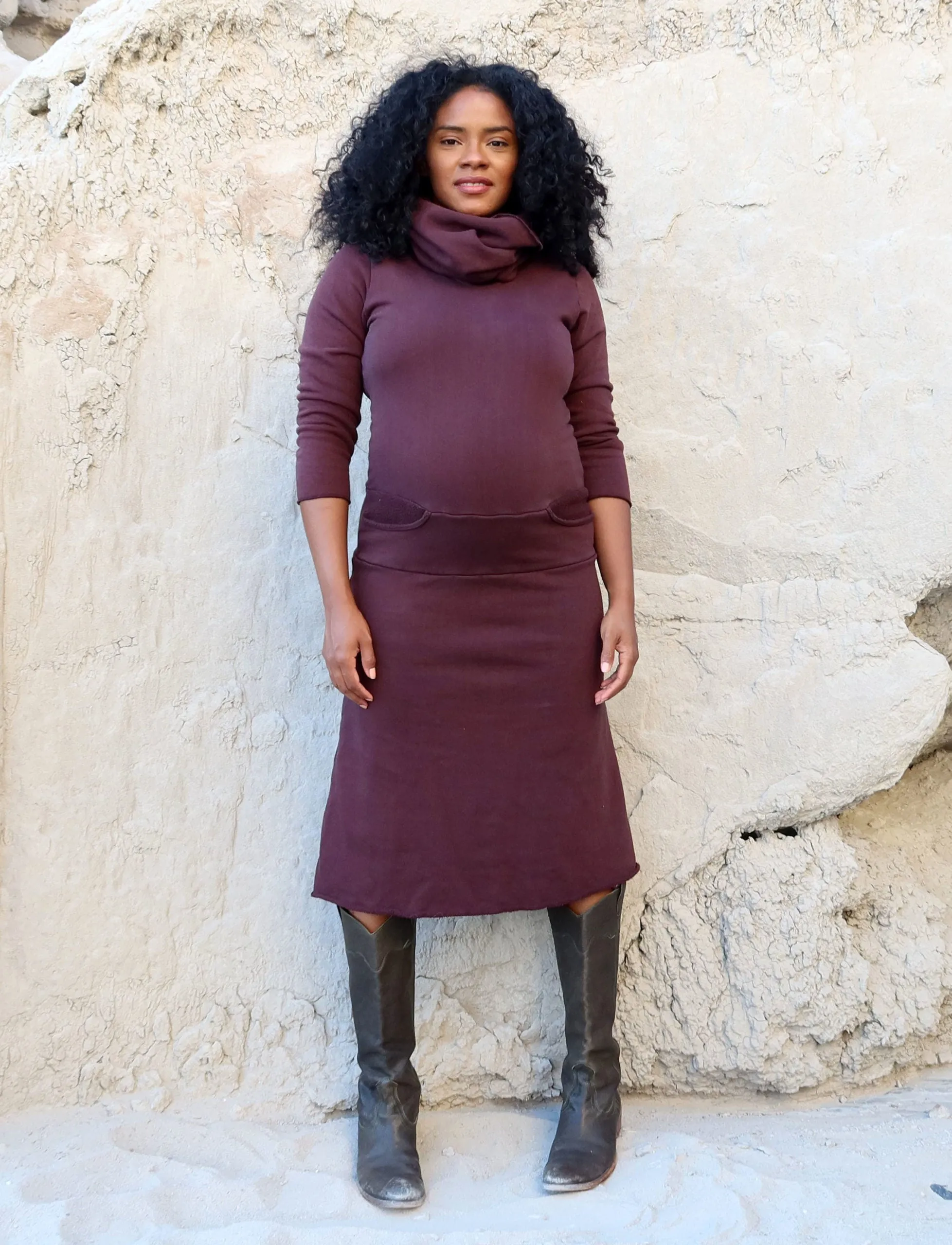 Chunky Cowl Darjeeling Simplicity Below Knee Dress