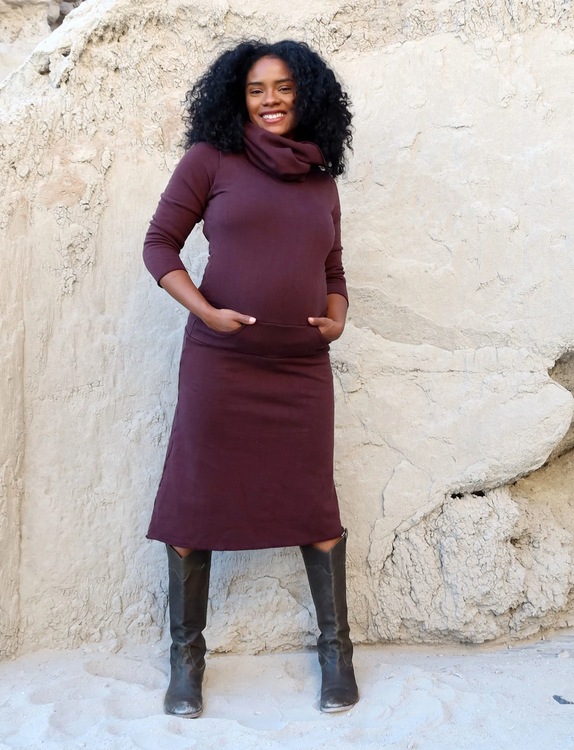 Chunky Cowl Darjeeling Simplicity Below Knee Dress