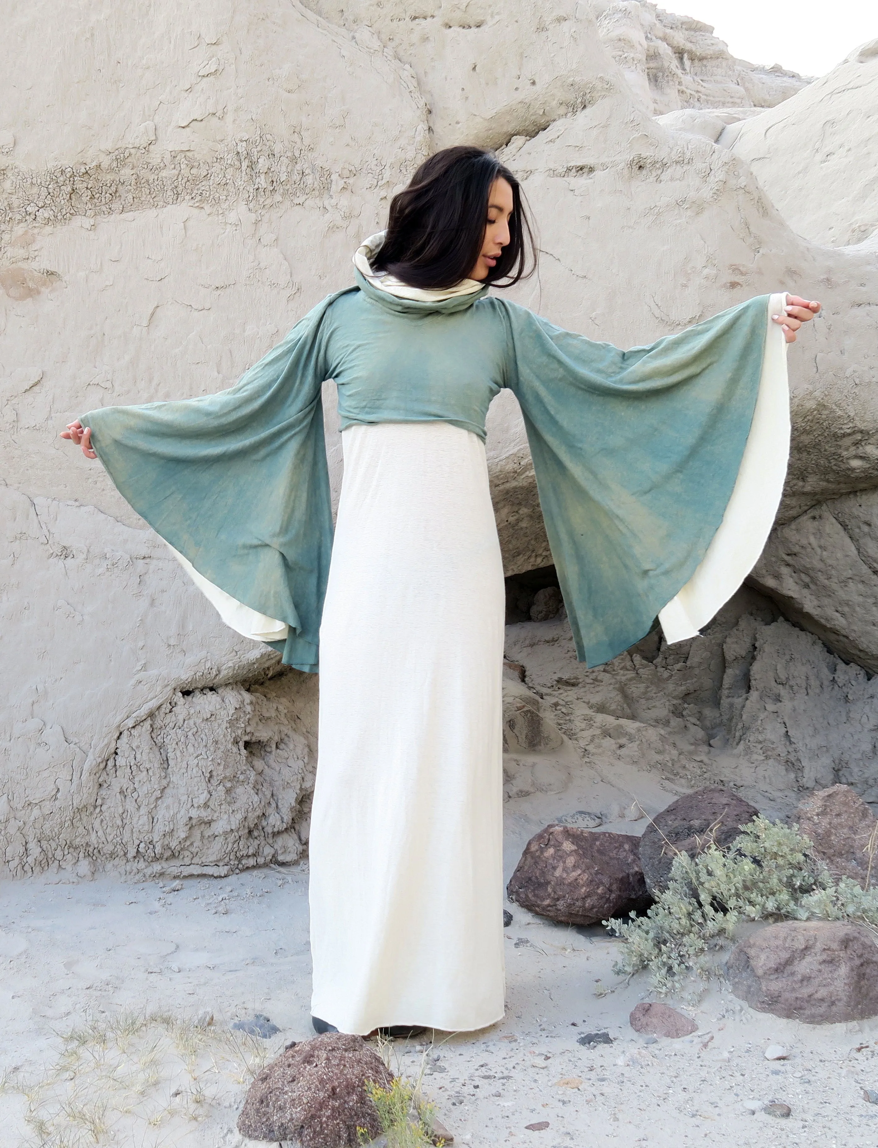 Chunky Cowl Priestess Sleeve Simplicity Long Dress