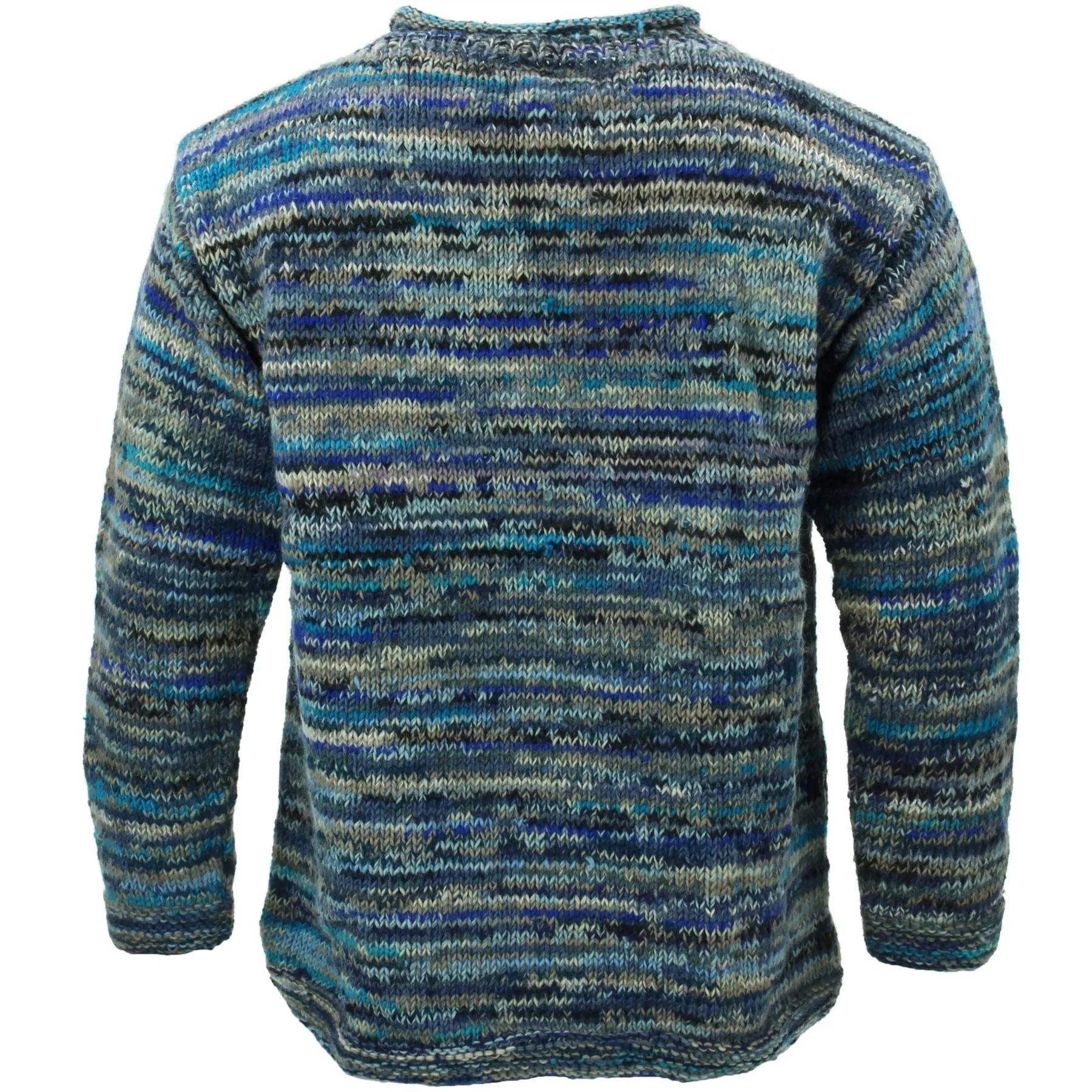 Chunky Wool Space Dye Knit Jumper - Blue Grey