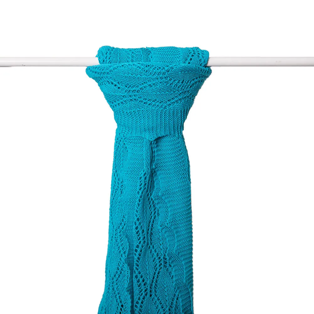 Cotton Lace Knit Scarf - Sea Green