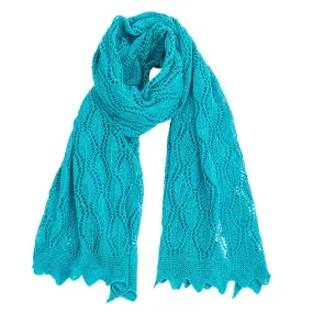 Cotton Lace Knit Scarf - Sea Green