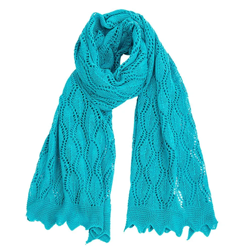 Cotton Lace Knit Scarf - Sea Green