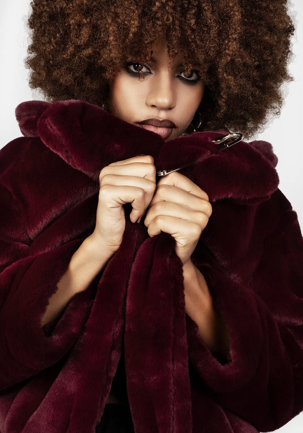 Creature Oversized Fur Coat - Plum