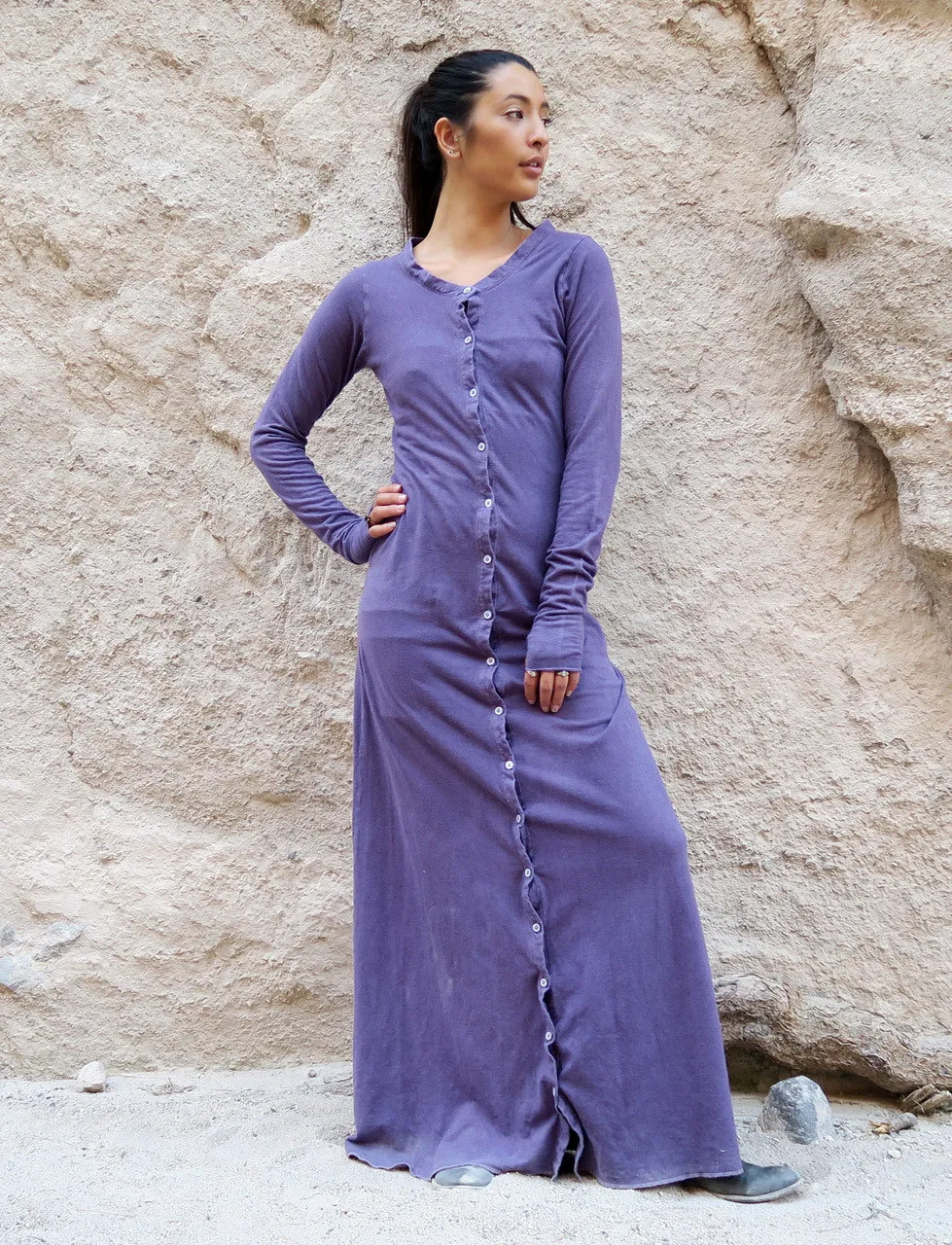 Crew Button Front Simplicity Long Dress