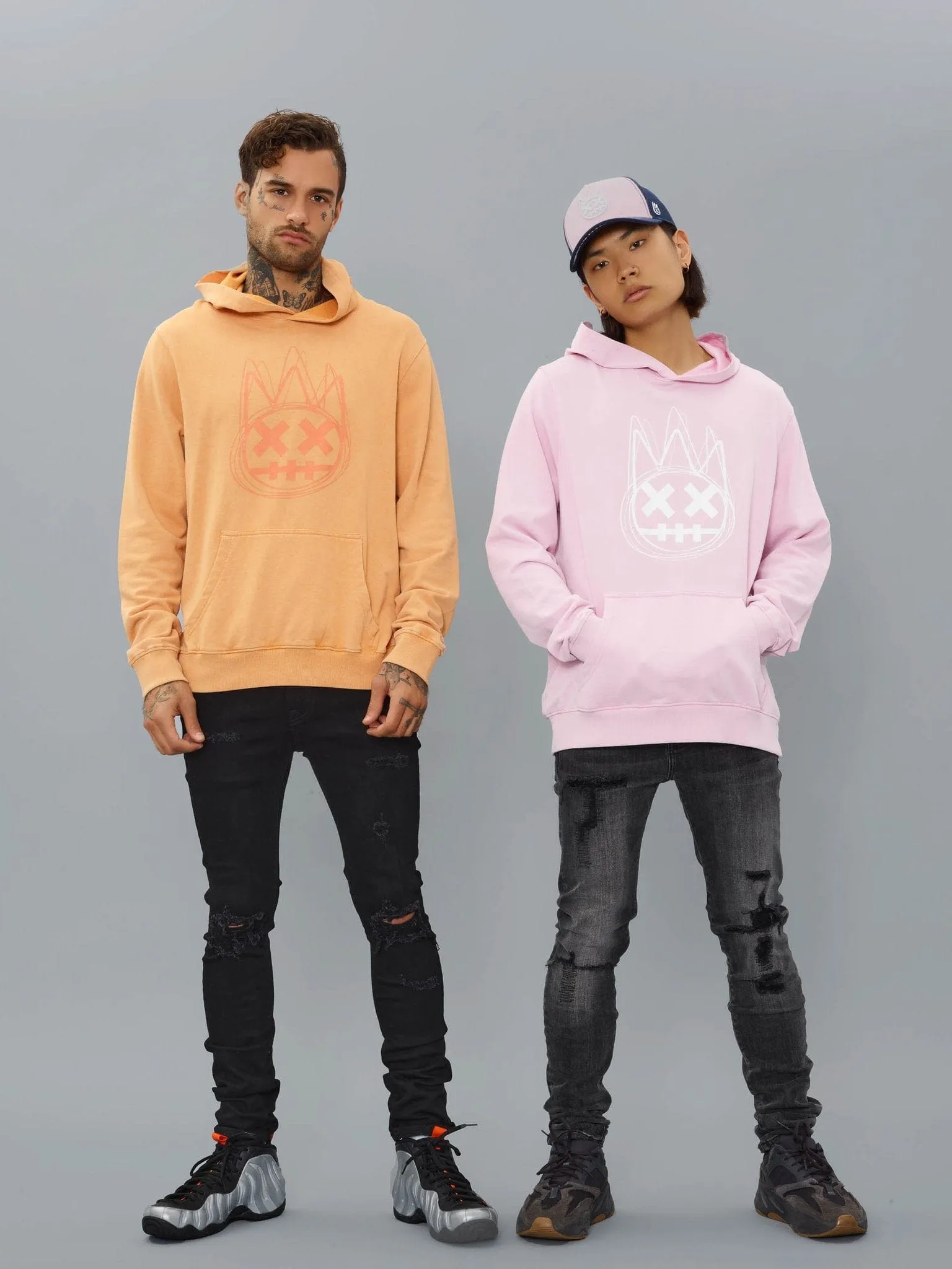 Cult Of Individuality - "French Terry Logo" Pullover (Powder Pink) - Cotton Full Zip Relaxed