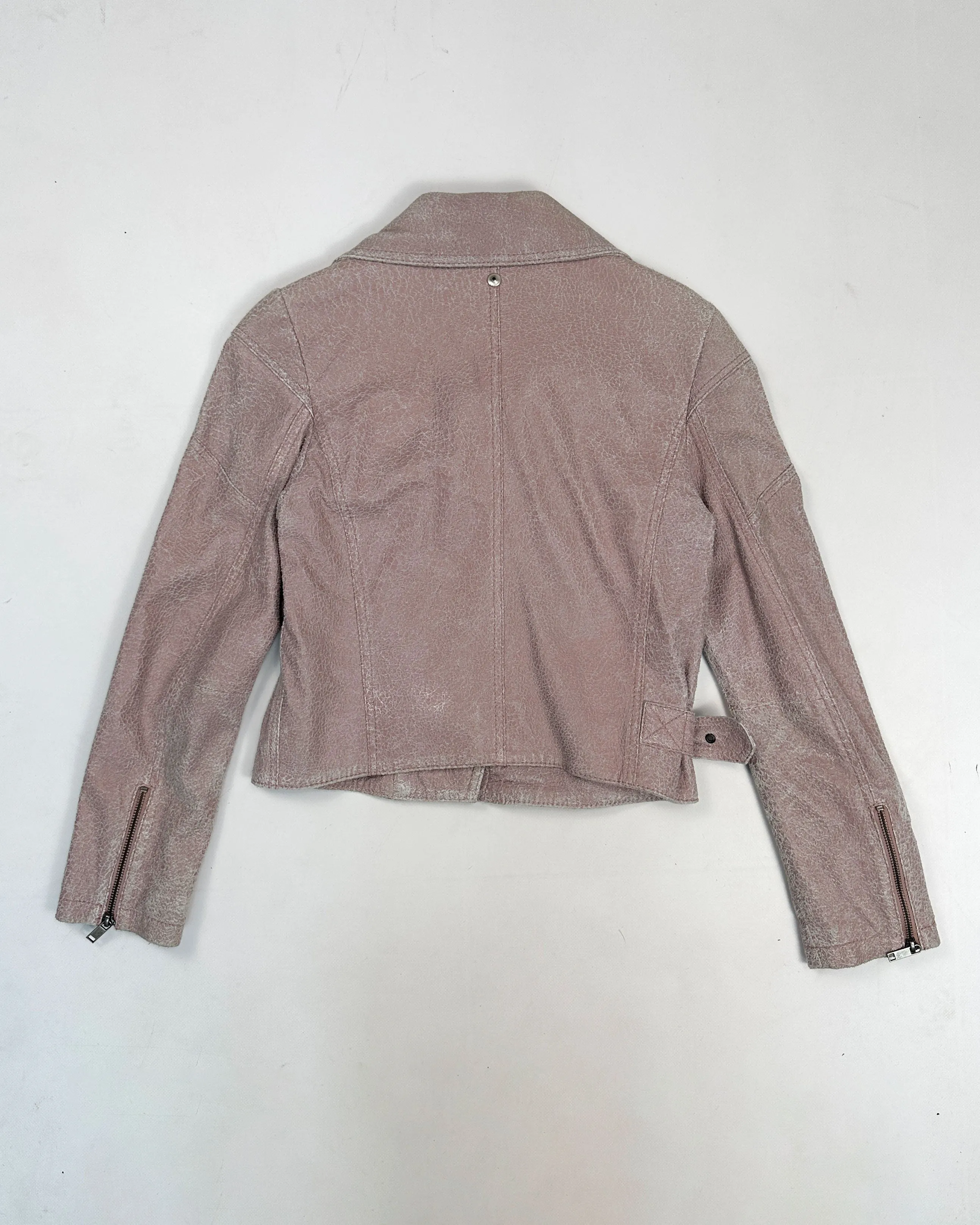 Diesel Distressed Pink Leather Copped Jacket 1990's