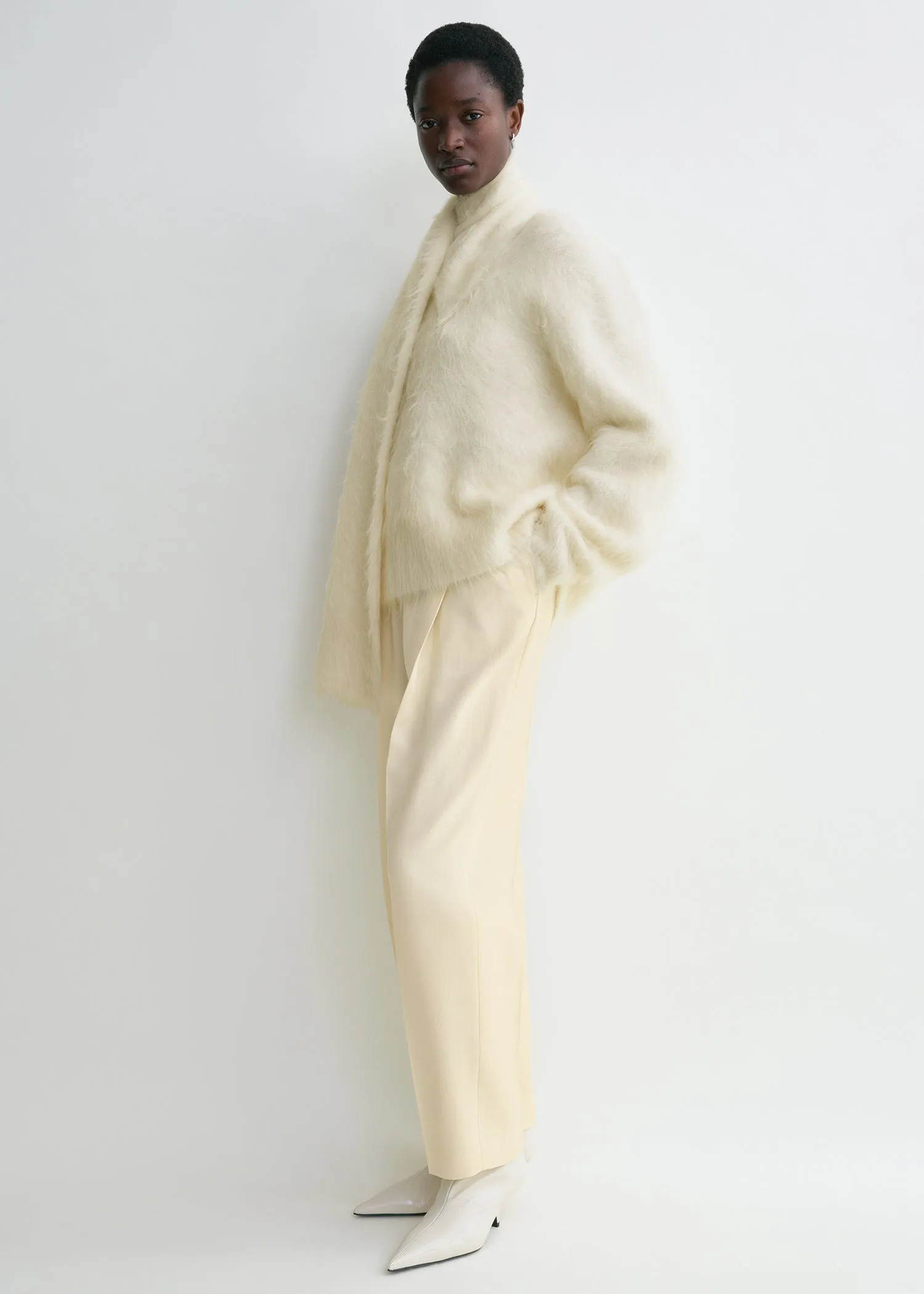 Draped-scarf knit ivory