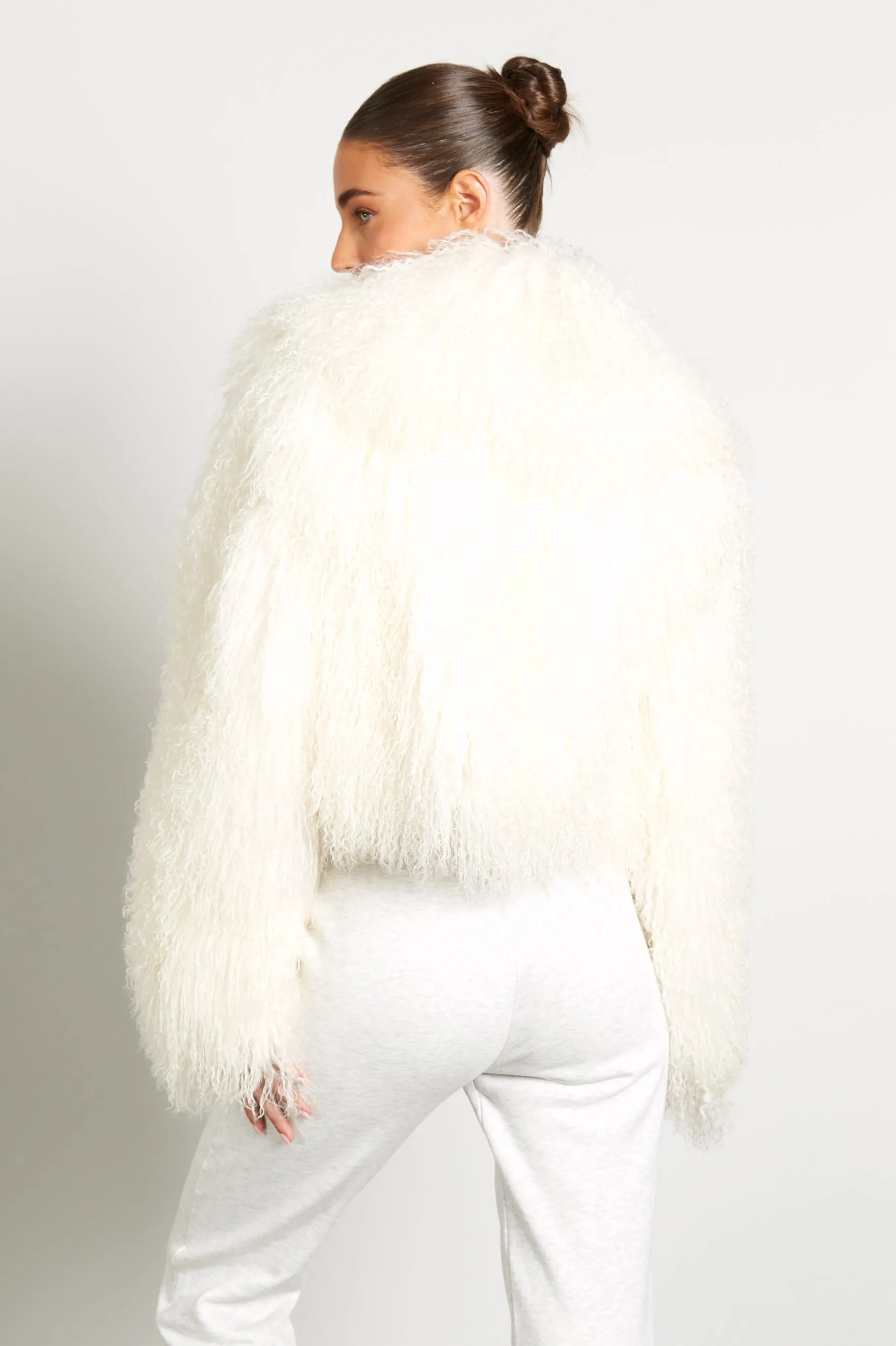 Elsa Cropped Mongolian Fur Coat