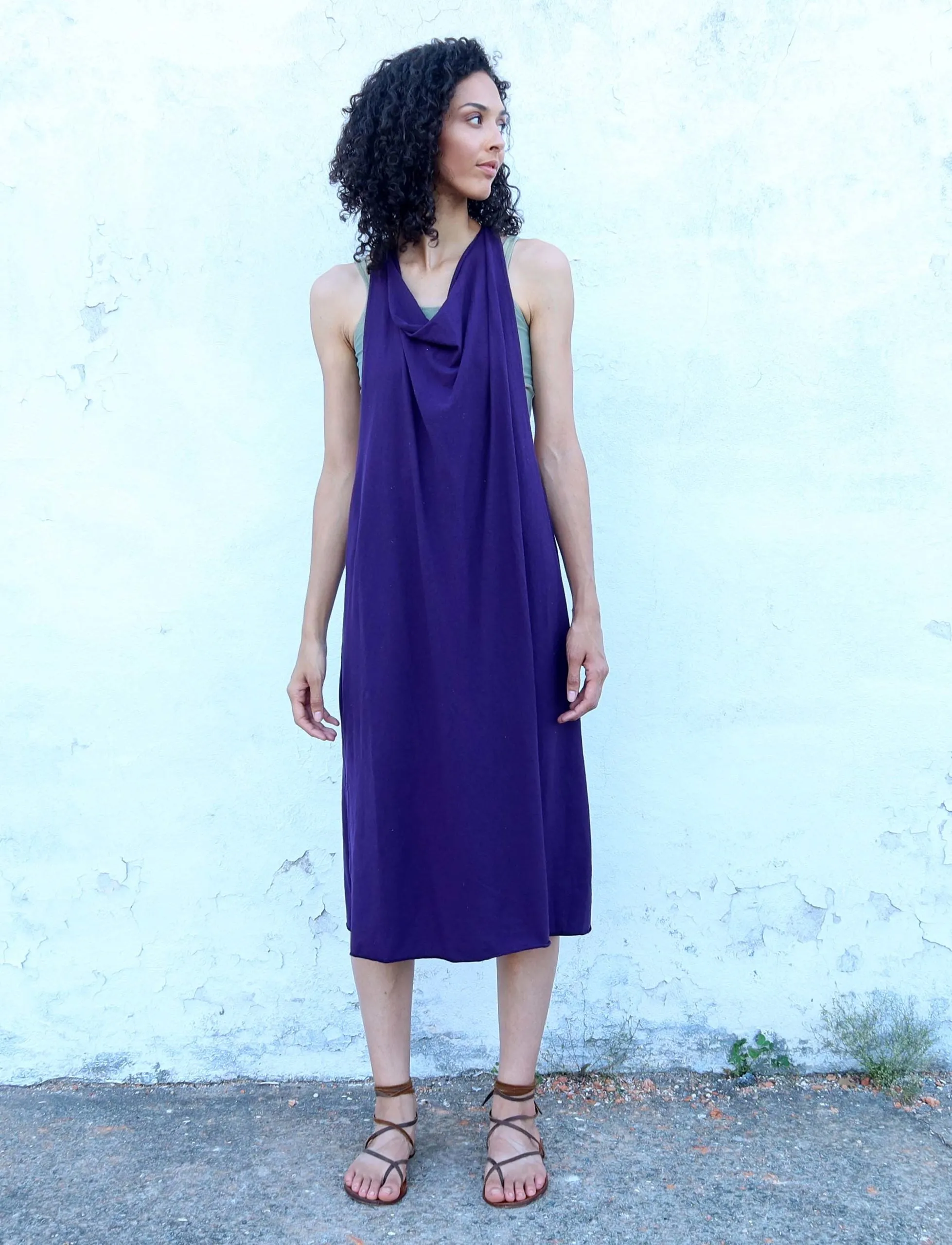 Float Neck Arrow Below Knee Dress