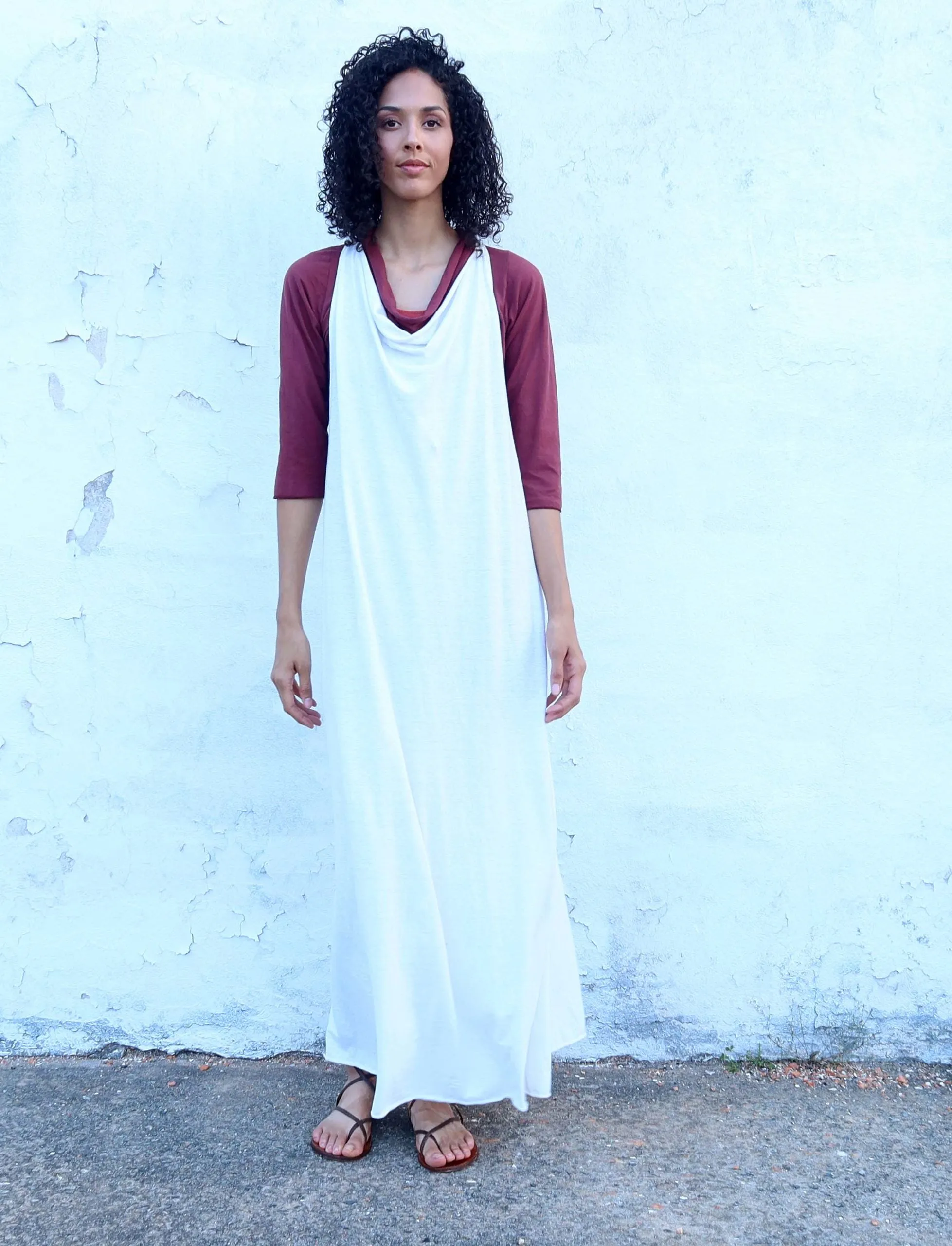 Float Neck Arrow Long Dress