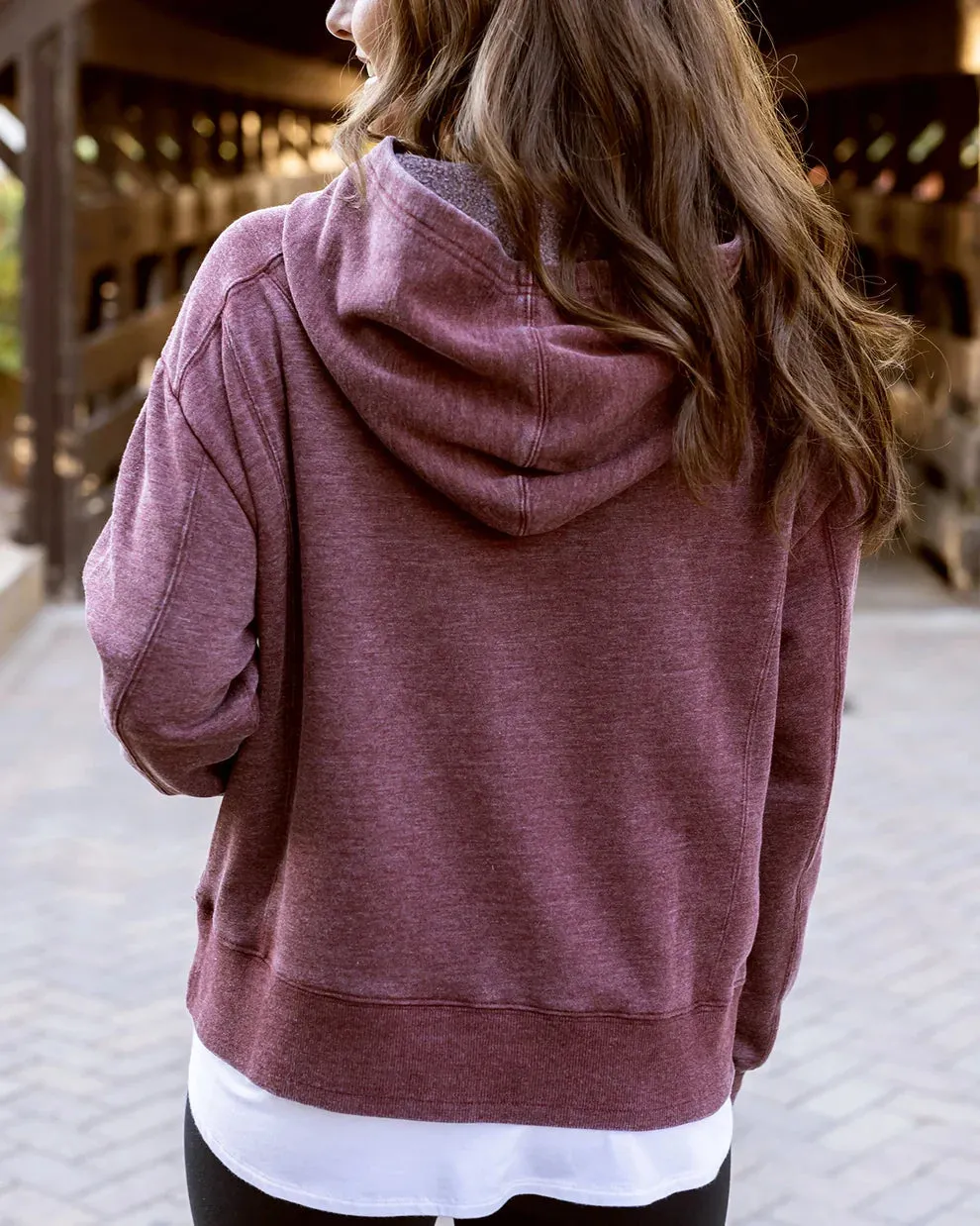 Grace & Lace Vintage Washed Fleece Hoodie - Wine