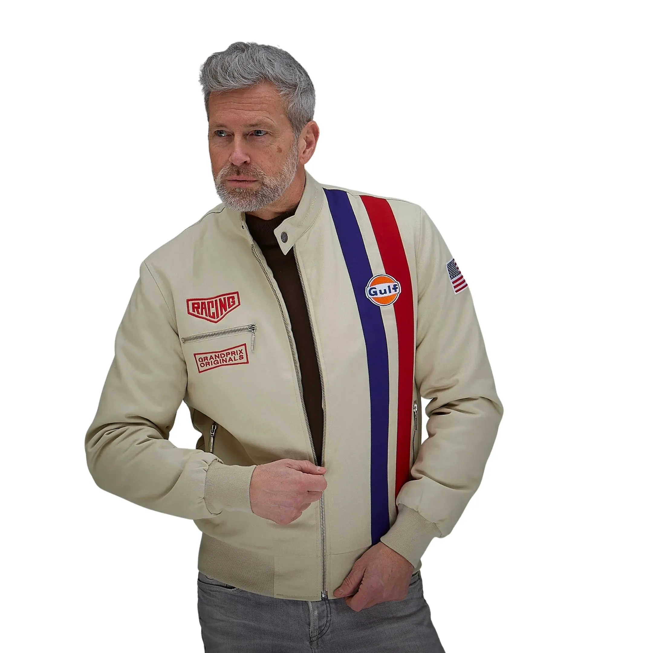 GrandPrix Originals Men's Roadmaster Cotton Bomber Jacket - Sand