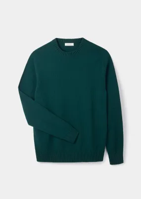 Green Lambswool Crew Neck Jumper