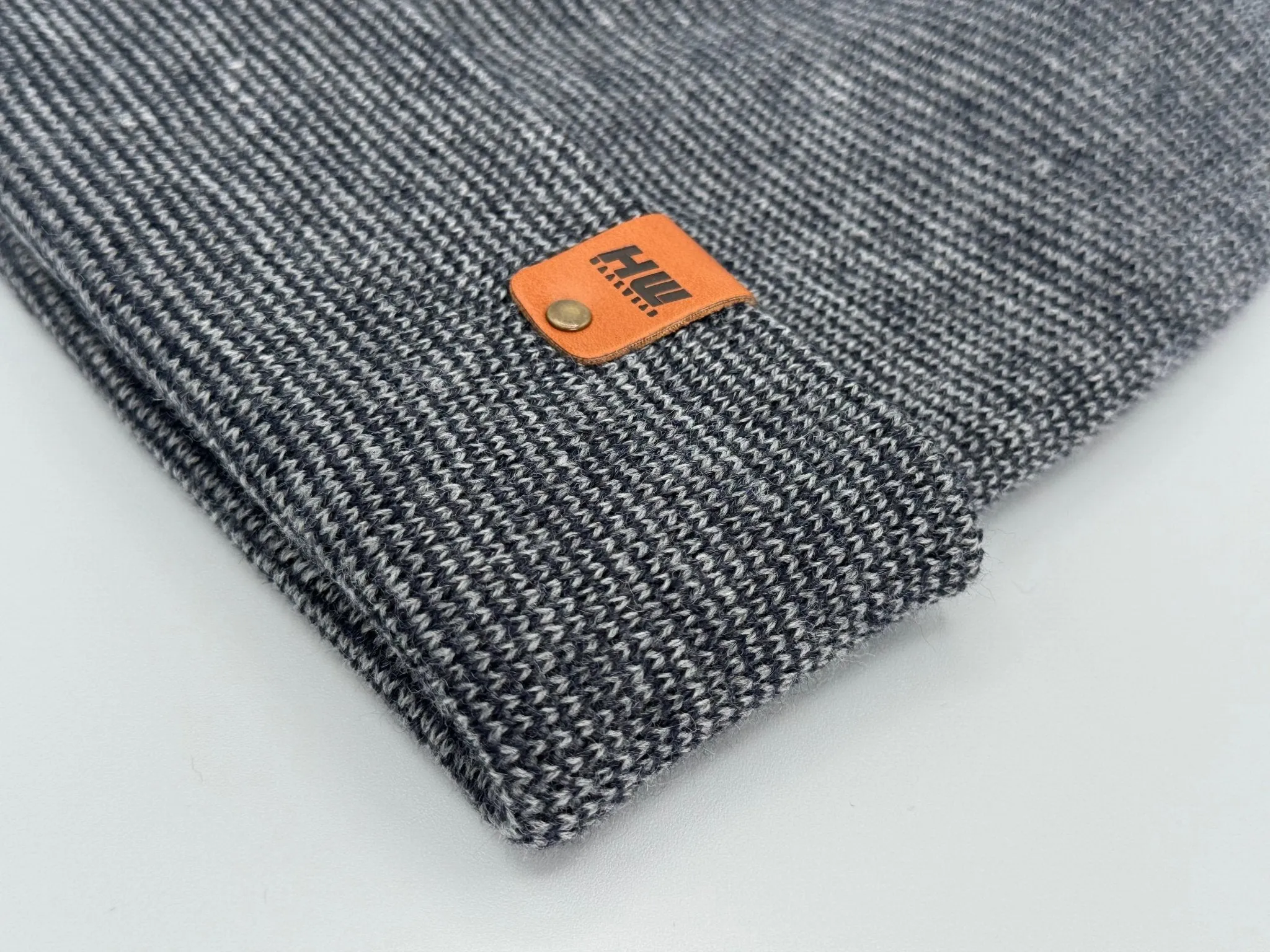 Haakwear Theta Stitch Fusion Cuffed Beanie / Hat (Patent Pending Design) Gray / Denim, Made in USA