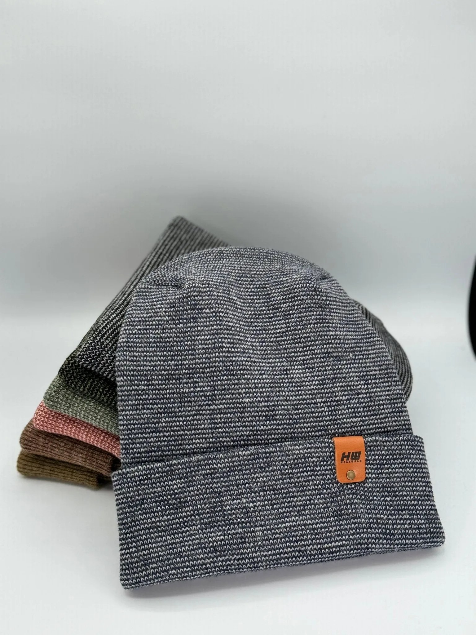 Haakwear Theta Stitch Fusion Cuffed Beanie / Hat (Patent Pending Design) Gray / Denim, Made in USA